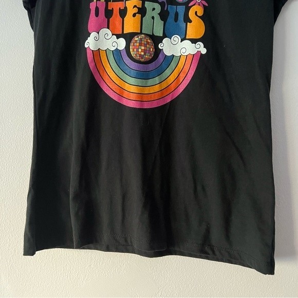 🪴 “Mind Your Own Uterus" Black Tee Women's Small - Picture 3 of 6